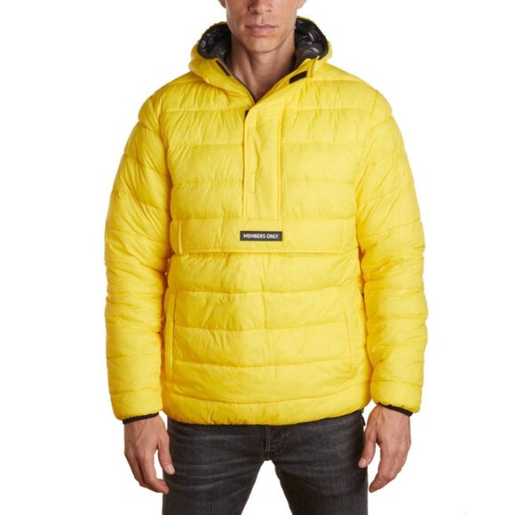 NWT Members Only Men's Popover Puffer Down Jacket Yellow Size Large - Picture 1 of 9